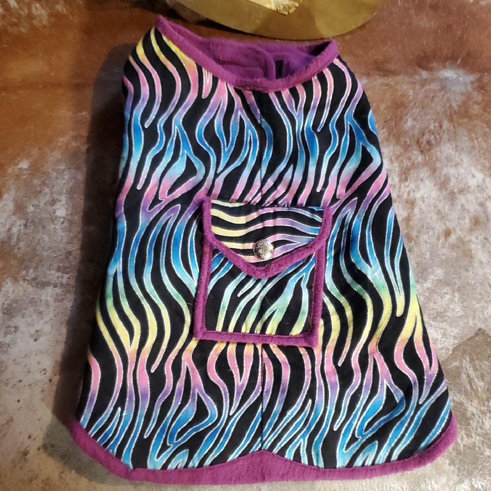 Colorful Zebra Print Dog Jacket